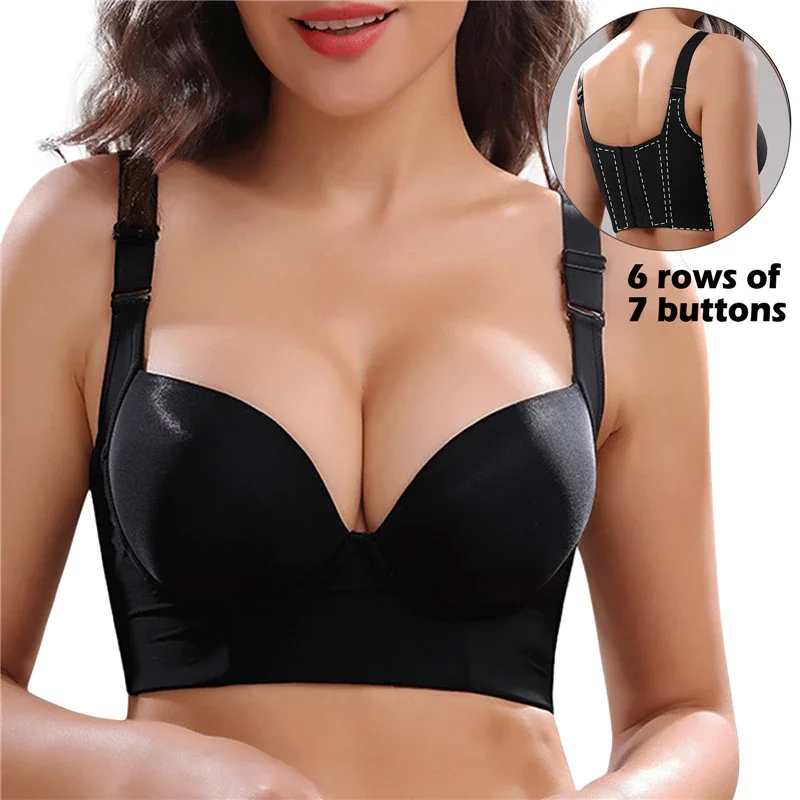 Billionm Women Plus Size Deep Cup Full Back Coverage Lingerie UpBras Push Up Bras Hide Back Fat Underwear Shaper Incorporated bras