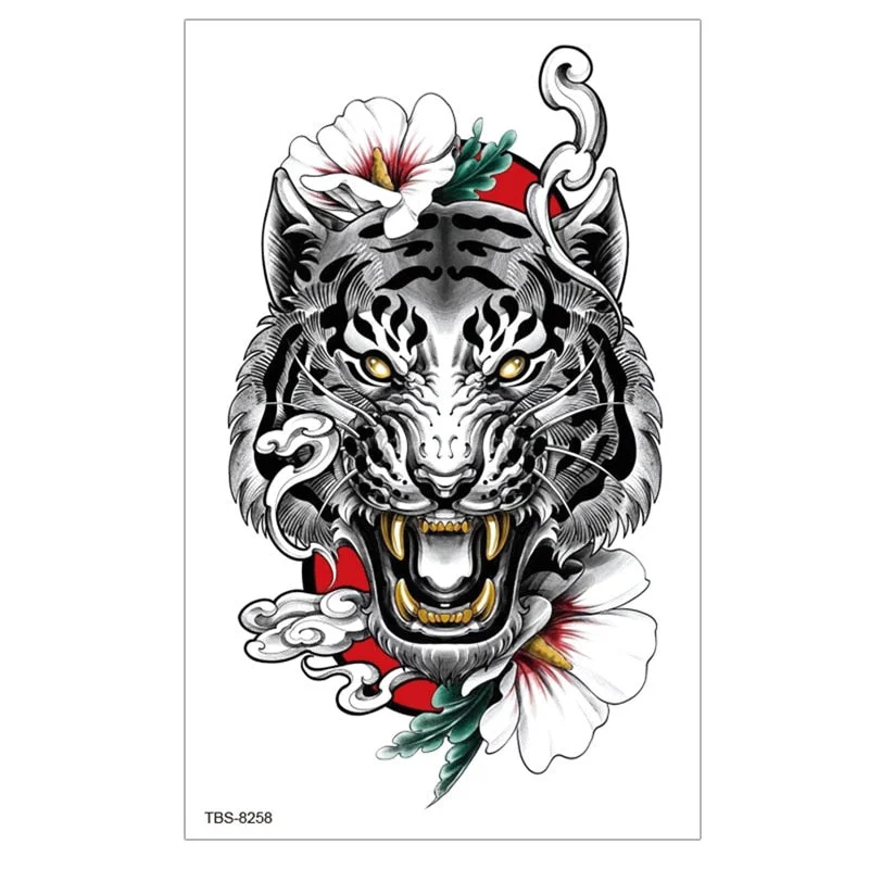 Waterproof Temporary Tattoo Sticker Lion Wolf Tiger Forest Tattoos Girl Mermaid Body Art Arm Fake Sleeve Tatoo Women Men