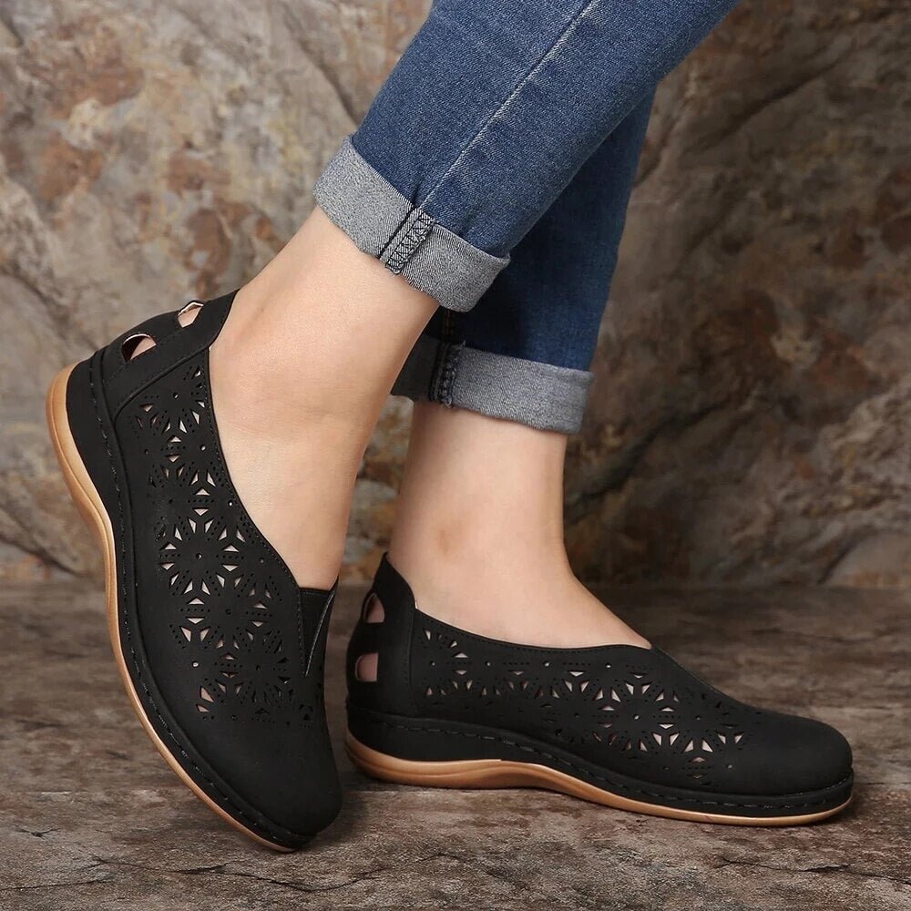 Women Sandals 2022 Vintage Casual Ladies Flats Shoes Sandals Women Summer Hollow Out Breathable Wedges Shoes Slip On Female Shoe
