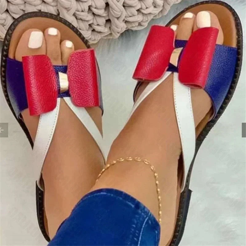 Women's Flip Flops Fashion Bowknot Summer Open Toe Flat Casual Slippers Shoes Women Flats Loafers Sandals Slippers Slides Shoes