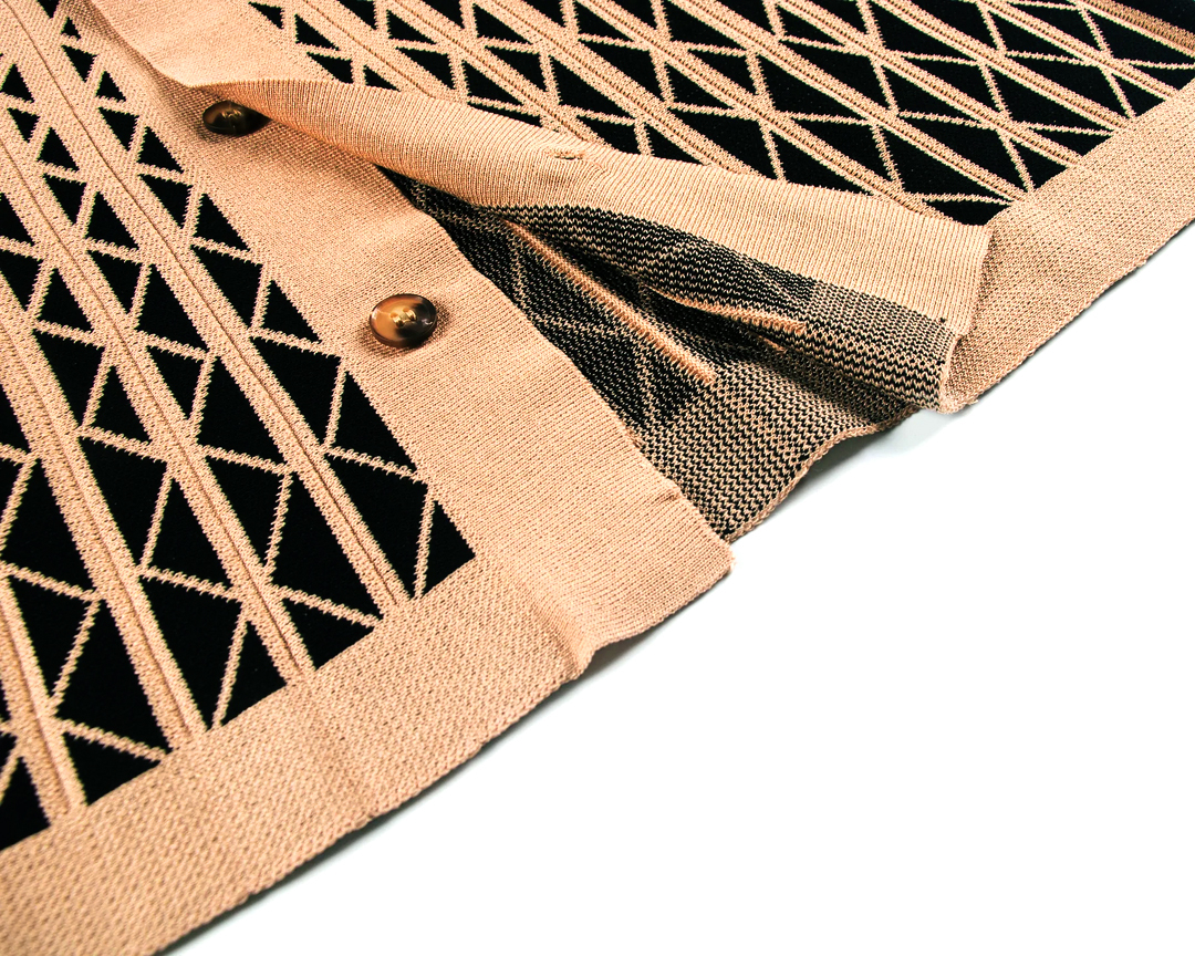 Cafe Criss-Cross Pattern Walking Suit Short Sleeve Set