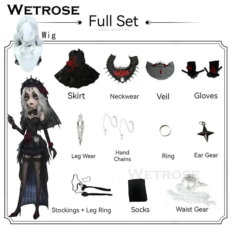 【Wetrose】In Stock Psychologist Cosplay Costume Everlasting Night Identity V Gothic Bride Vampire Wedding Dress Halloween Lolita