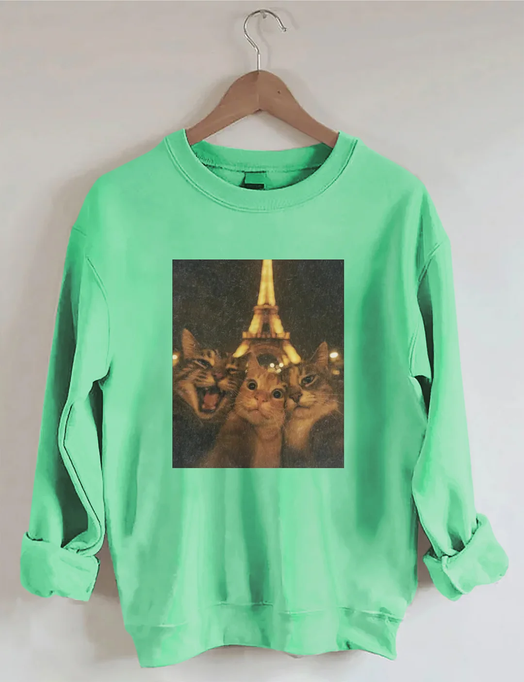 Cat Taking Selfie With Eiffel Tower Funny Sweatshirt
