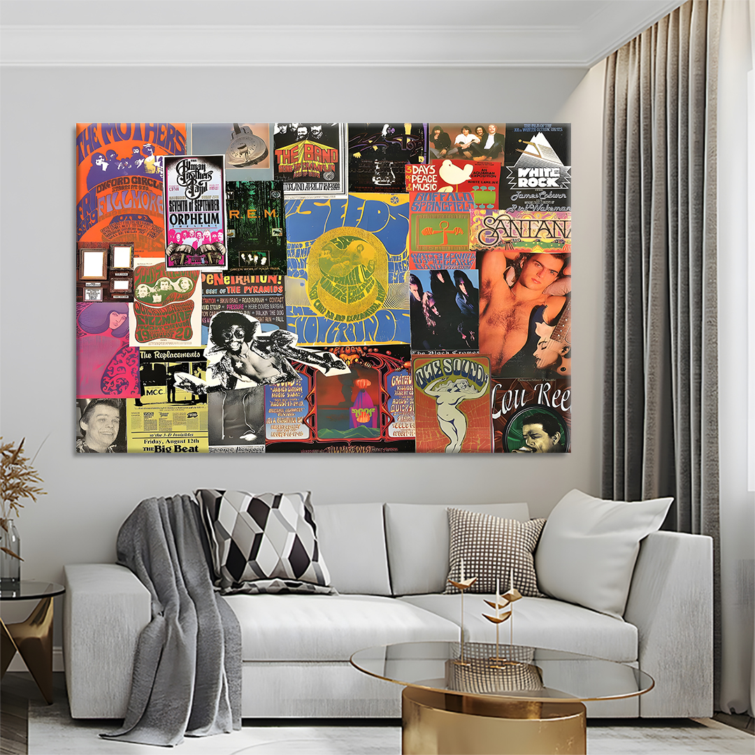 Classic Rock Collage Canvas Wall Art