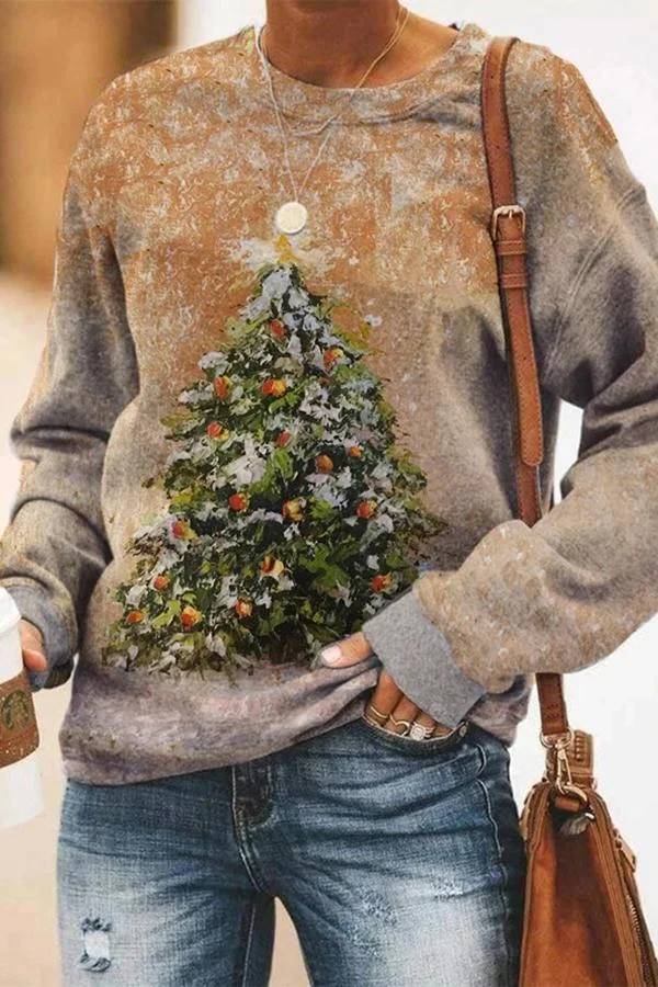 Womens Cozy Christmas Round Neck Sweater-Allyzone-Allyzone