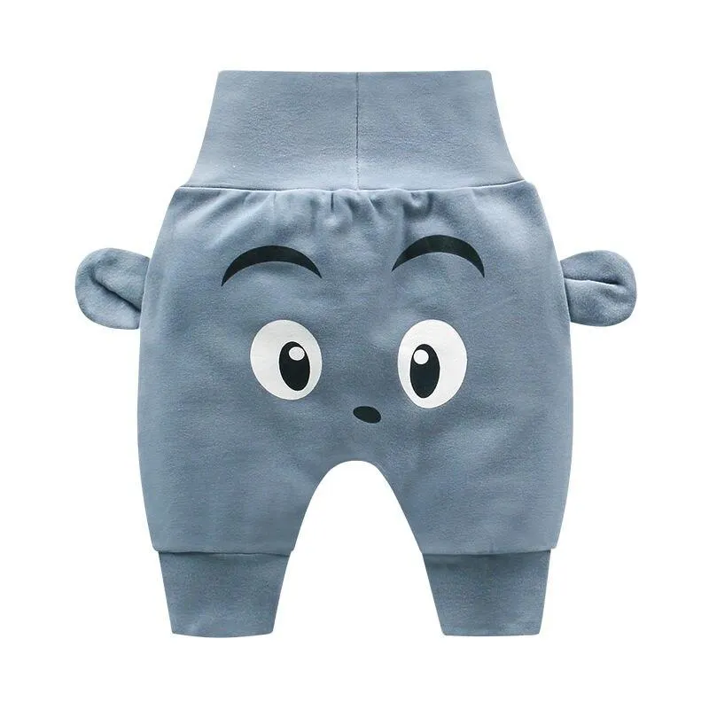 Baby Cute Pants Boys Girl Cartoon High Waist Protection Belly Children Toddler Spring Autumn Winter Newborn Warm Velvet Trousers