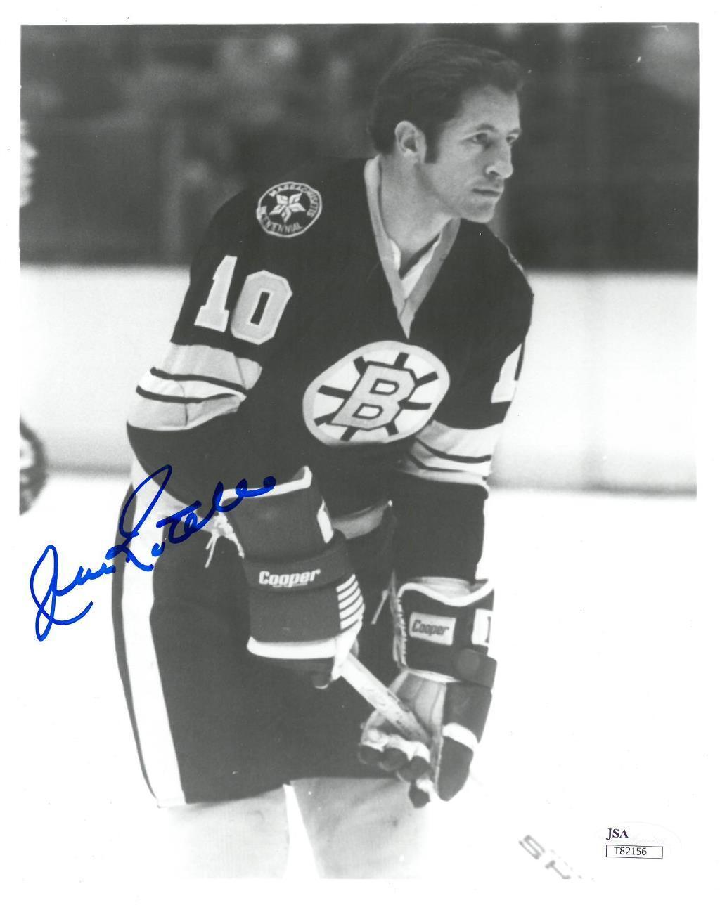 Jean Ratelle Signed Bruins Authentic Autographed 8x10 B/W Photo Poster painting JSA #T82156