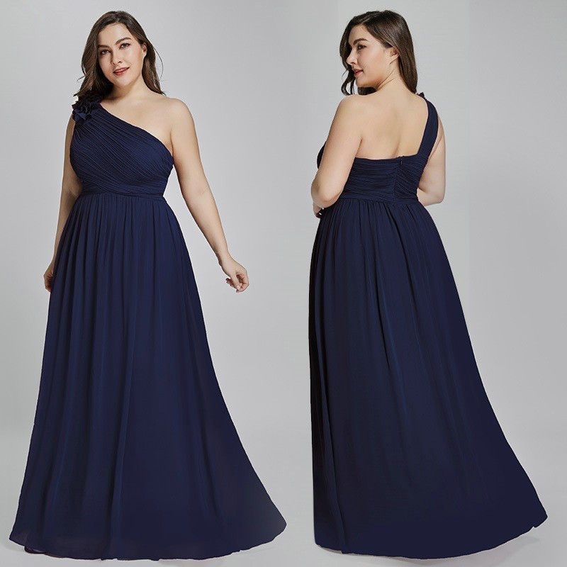 Bellasprom Plus Size Chiffon Long Prom Dresses One Shoulder Bellasprom