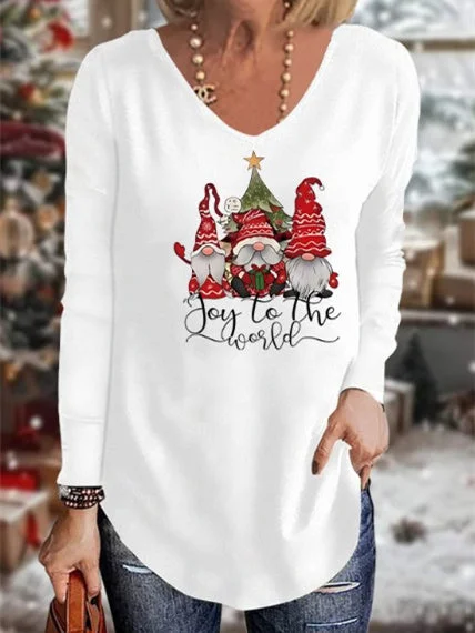 Women's Long Sleeve Scoop Neck Graphic Printed Tops