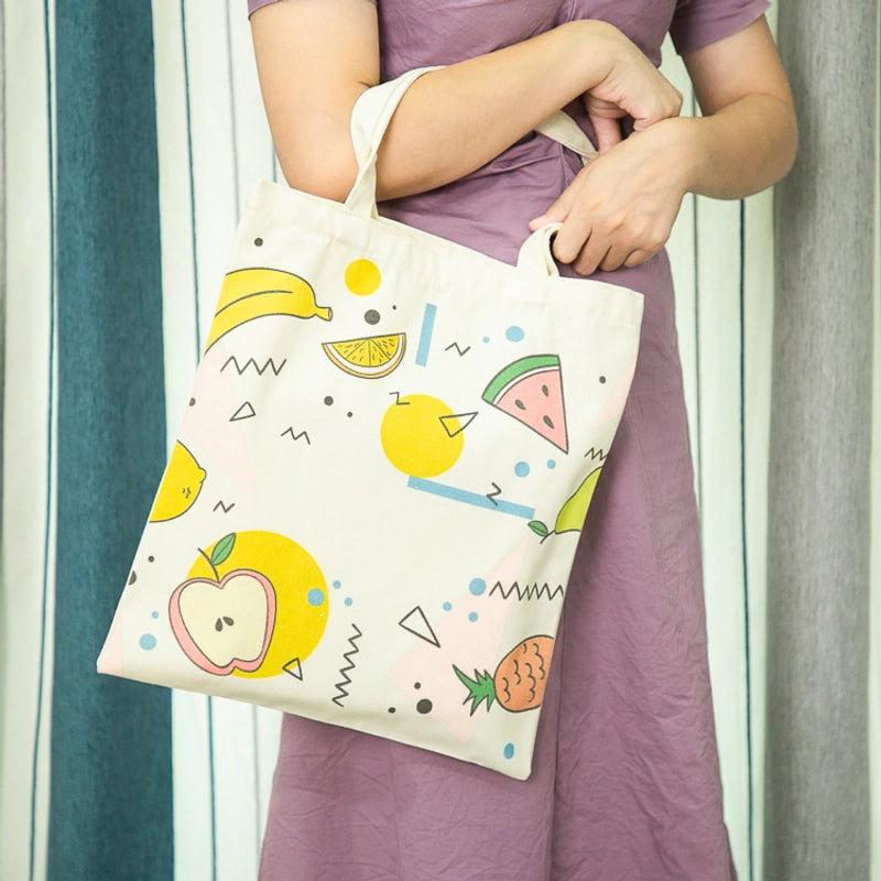 Unisex Canvas Fruit Streetwear Square Open Canvas Bag