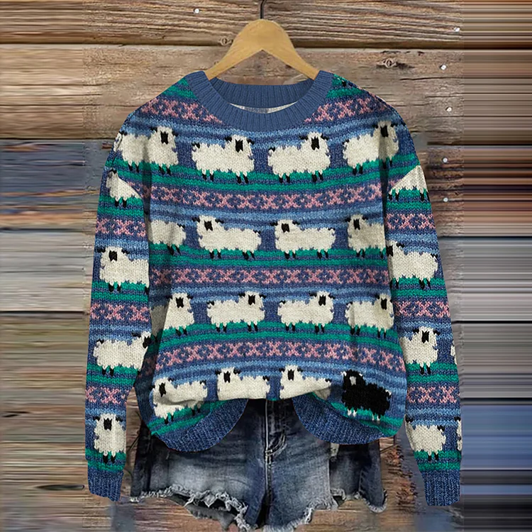 Vintage Handmade Novelty Black Sheep Sweater