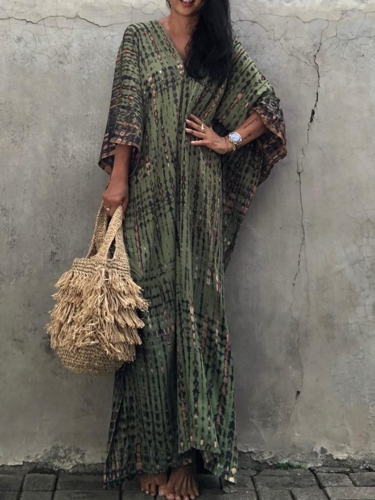 Sumi Printing Holiday Kaftan Maxidress