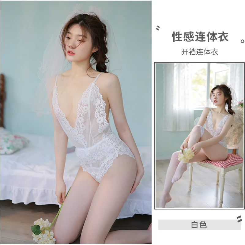 Uveng Sex Lingerie Fat Lace Temptation Pure Pyjamas Women Hot Slings Open-Joint Uniform Suit