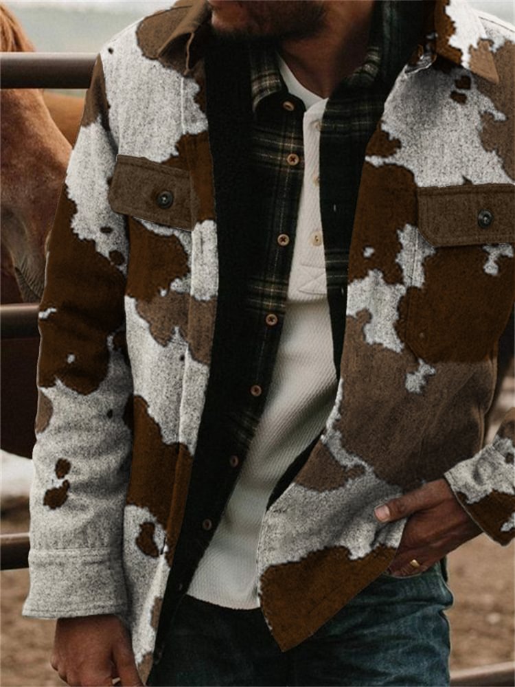 Western Classic Cowhide Flap Pocket Cozy Shirt