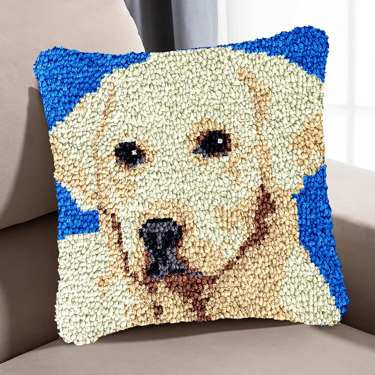 Labrador Retriever Pillowcase Latch Hook Kit for Adult, Beginner and Kid veirousa