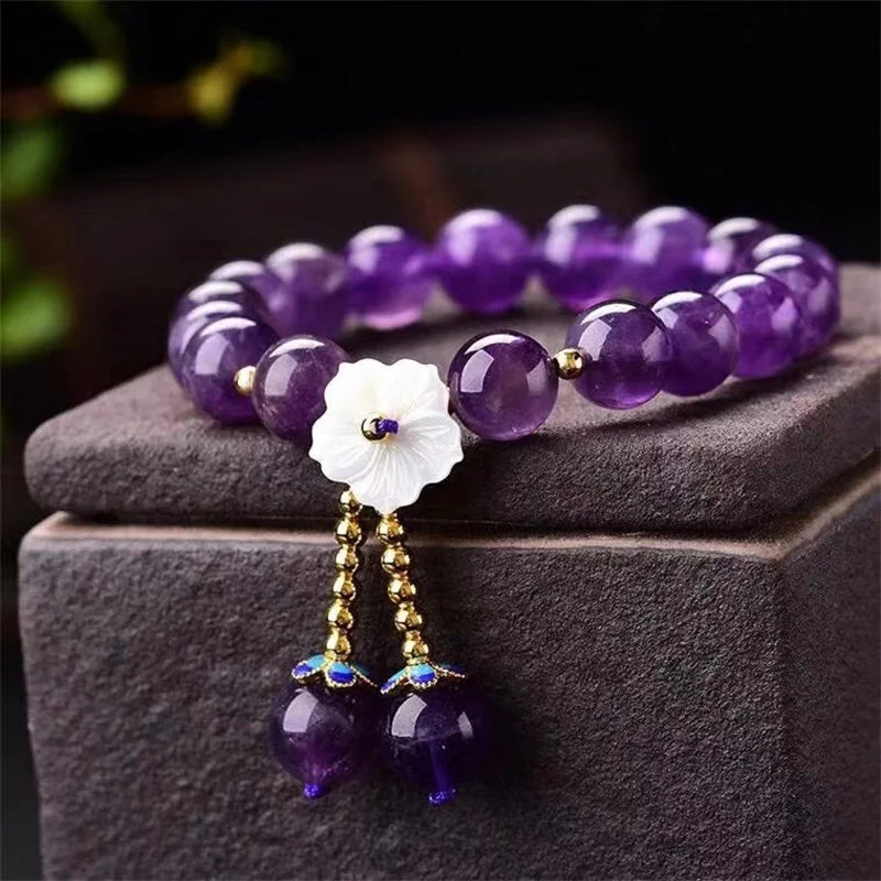 Natural Amethyst Crystal Flower Spiritual Healing Bracelet