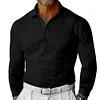 T-shirt da uomo a maniche lunghe con risvolto Waffle