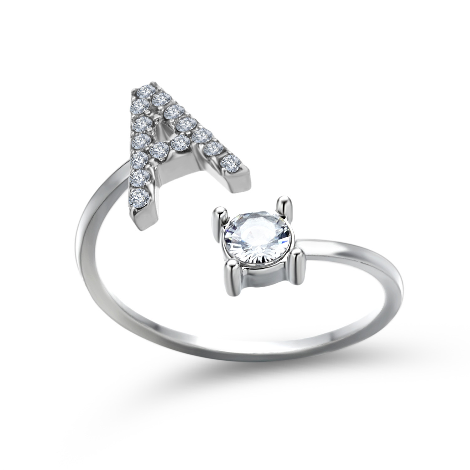 Mature Women New Design Adjustable 26 Initial Letter Ring Fashion Jewelry