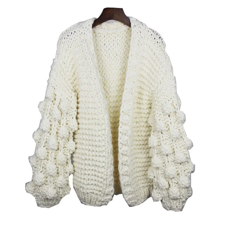 Fitshinling Bohemian Puff Sleeve Cardigan Sweater Women Knitwear Winter Coat 9 Colors Solid Slim Fashion Cardigans For Women