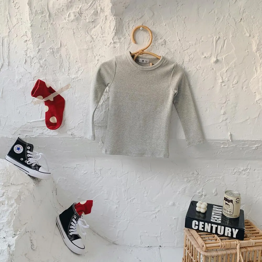 1-10T Cotton T Shirt For Boys Girls Spring Clothes Toddler Kid Baby Candy Color Casual Plain Tee Stretch Basic tshirt Outfit