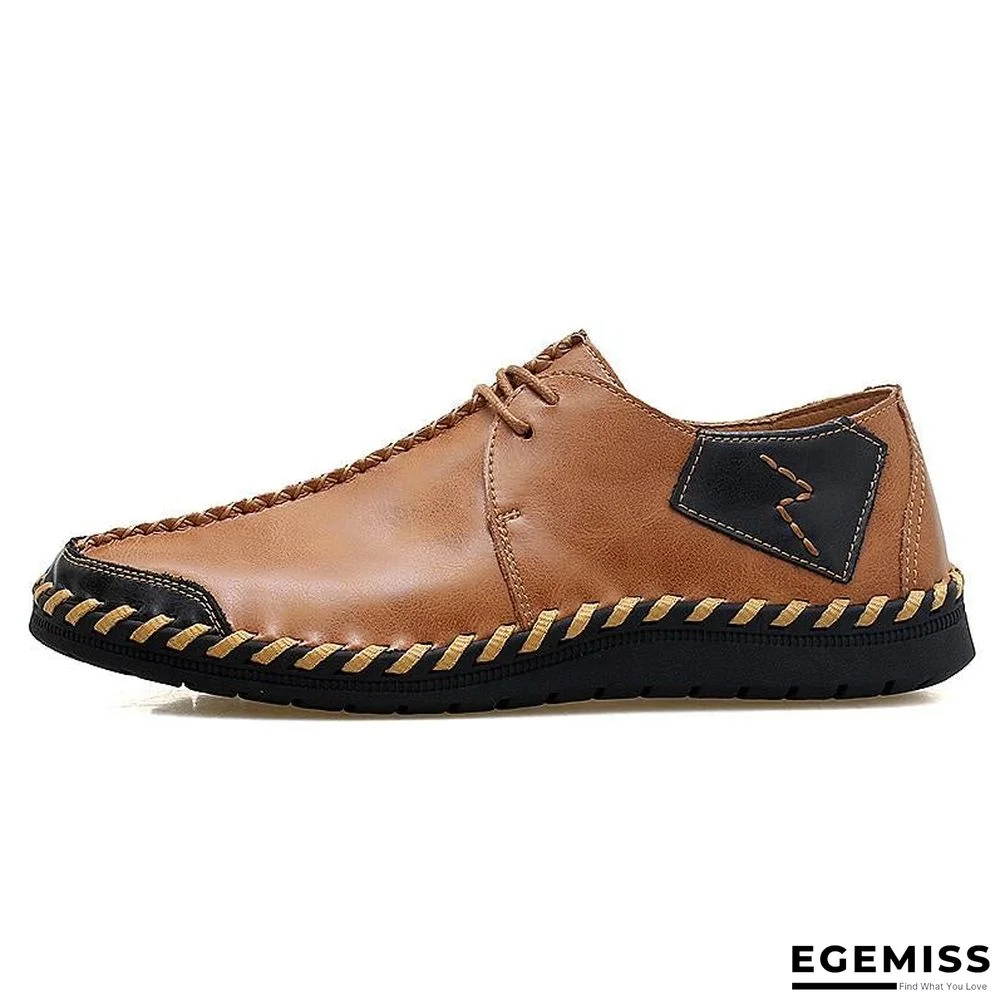 Men Casual Cow Leather Light Comfortable Split Leather Flats Shoes | EGEMISS