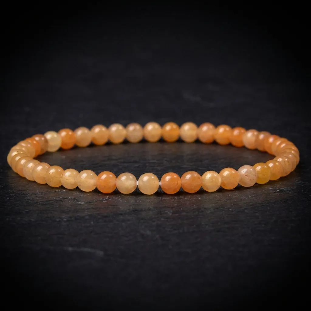 JiStones 4mm Dainty Natural Gemstone Bracelet | Minimalist Energy Bead Charm for Effortless Elegance 4mm yellow aventurine-19cm