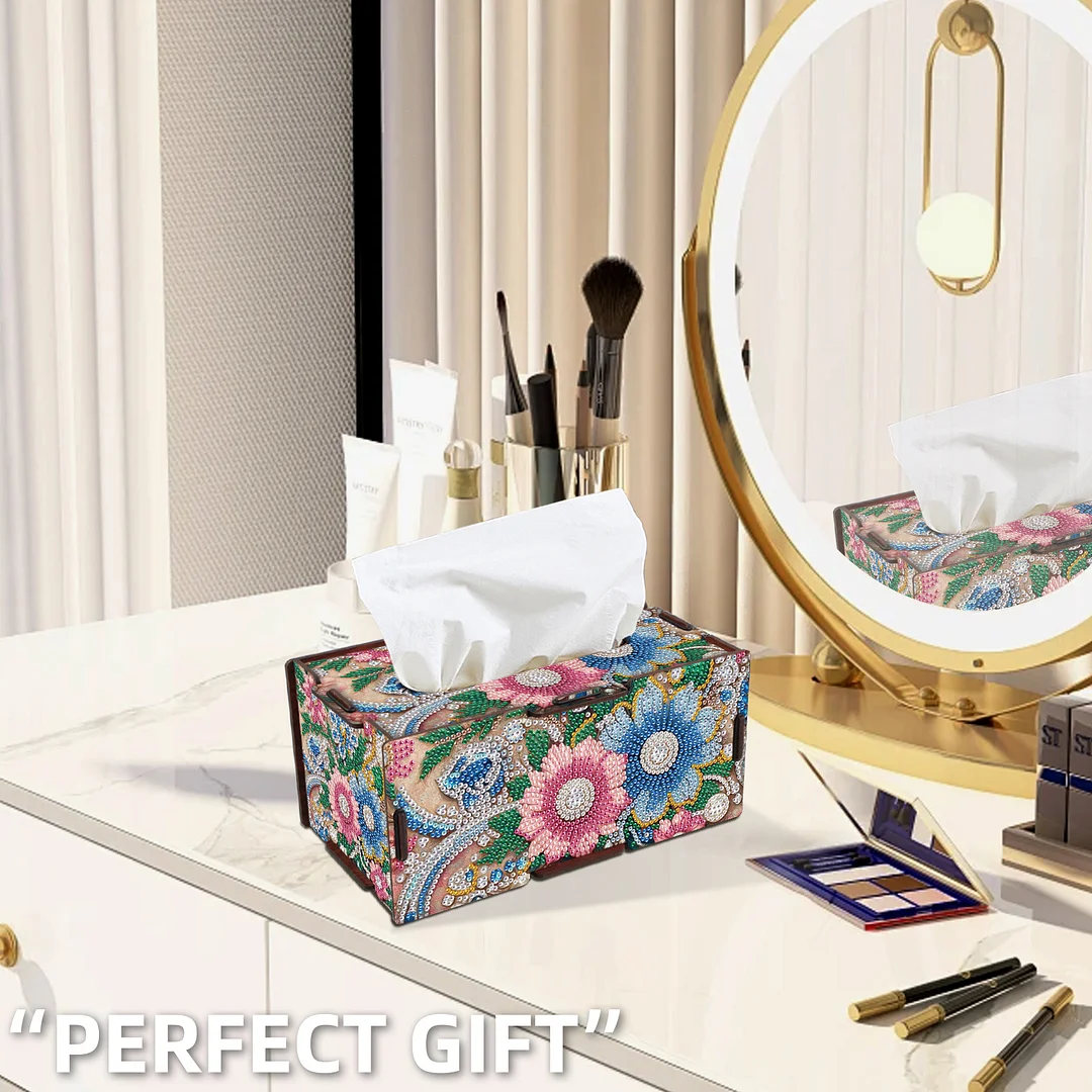 Wooden Diamond Painting Tissue Box for Home and Office Decoration (ZJH041)