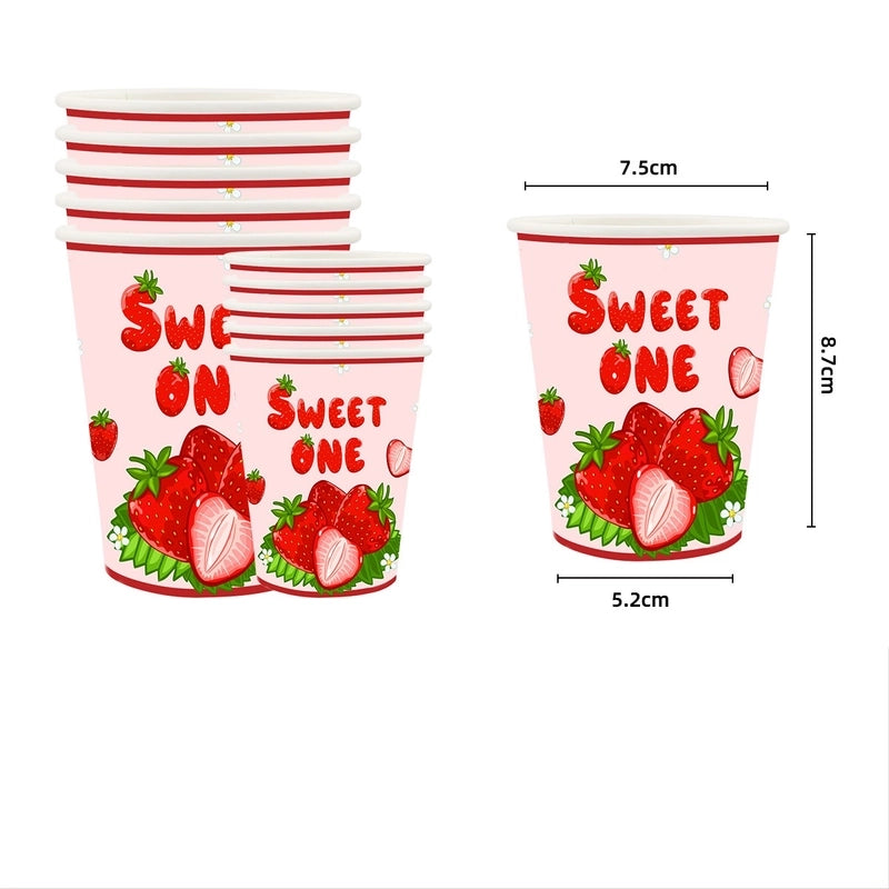 Other Printing (Printing) Birthday Cute Letter Strawberry PE PS Paper Party Tablecloth Tableware Party Supplies Cake Decorating Supplies 1 Piece
