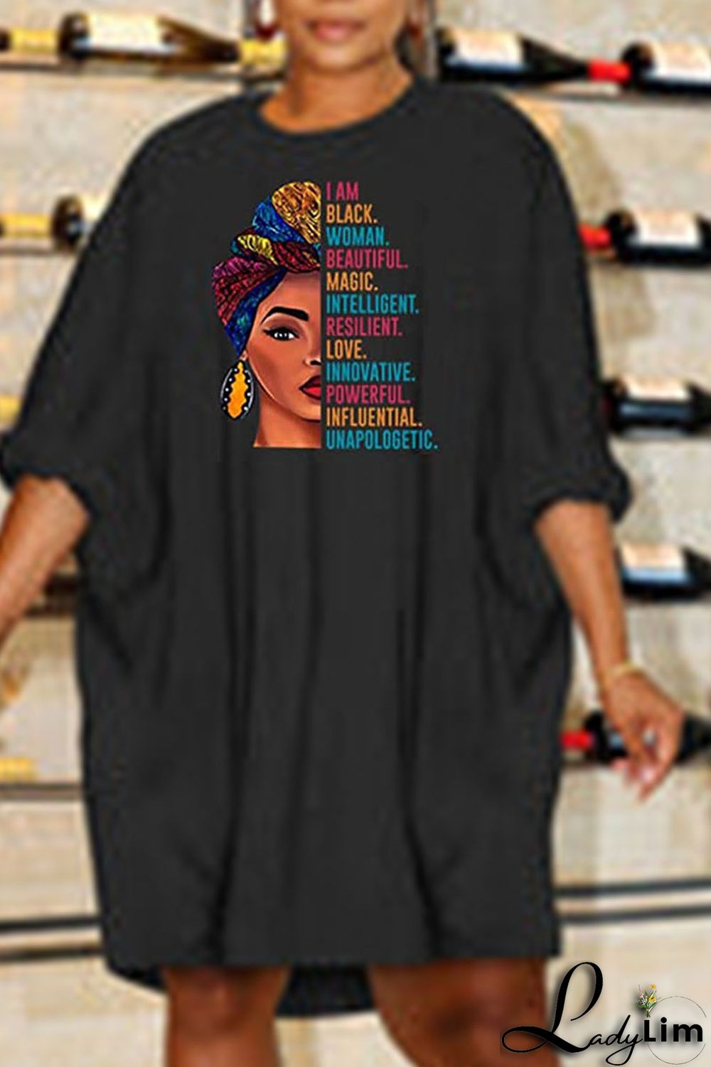 Black Casual Print Patchwork O Neck Long Sleeve Dresses