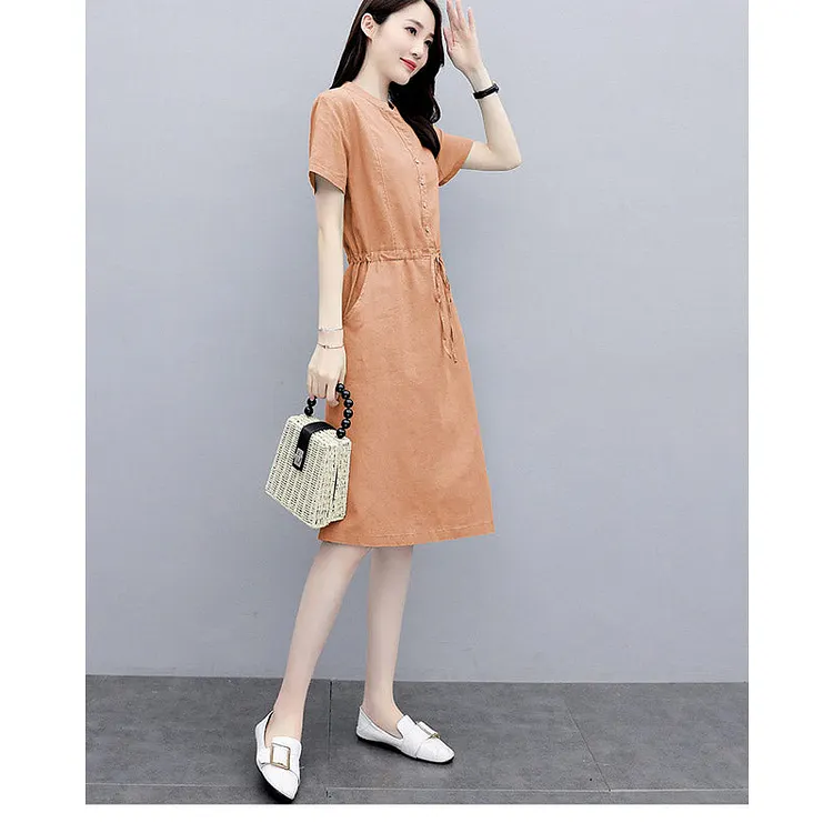 Work Dresses for Teachers Dress Women's Summer Fitted Waist Figure Flattering Shirt Skirt