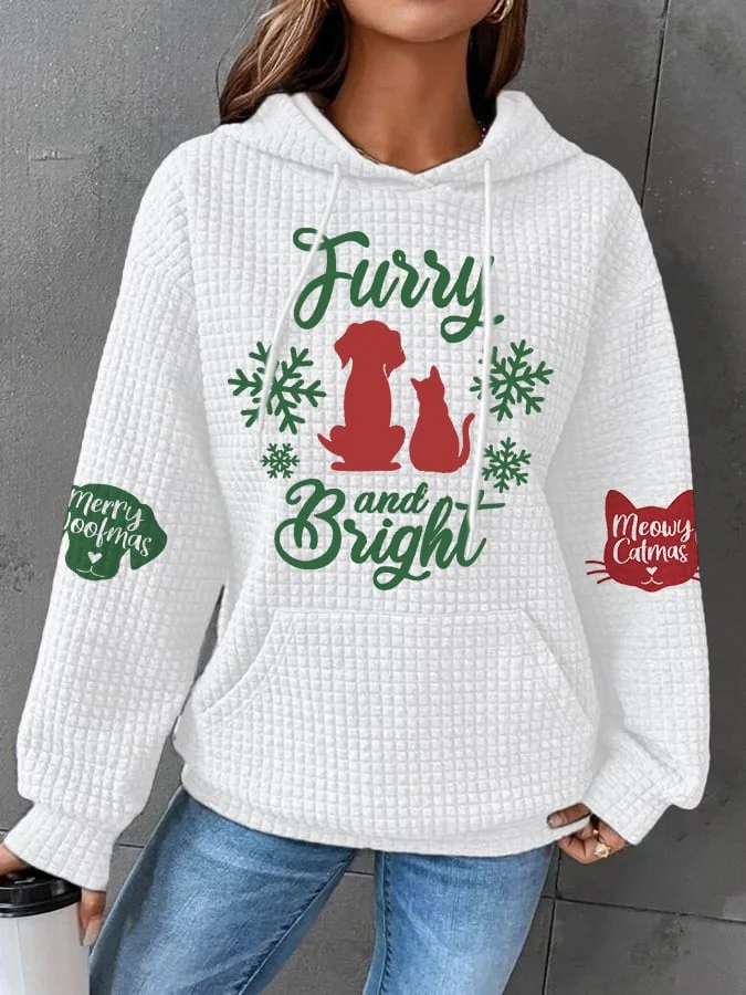 Women's Furry And Bright Print Long Sleeve Hoodie