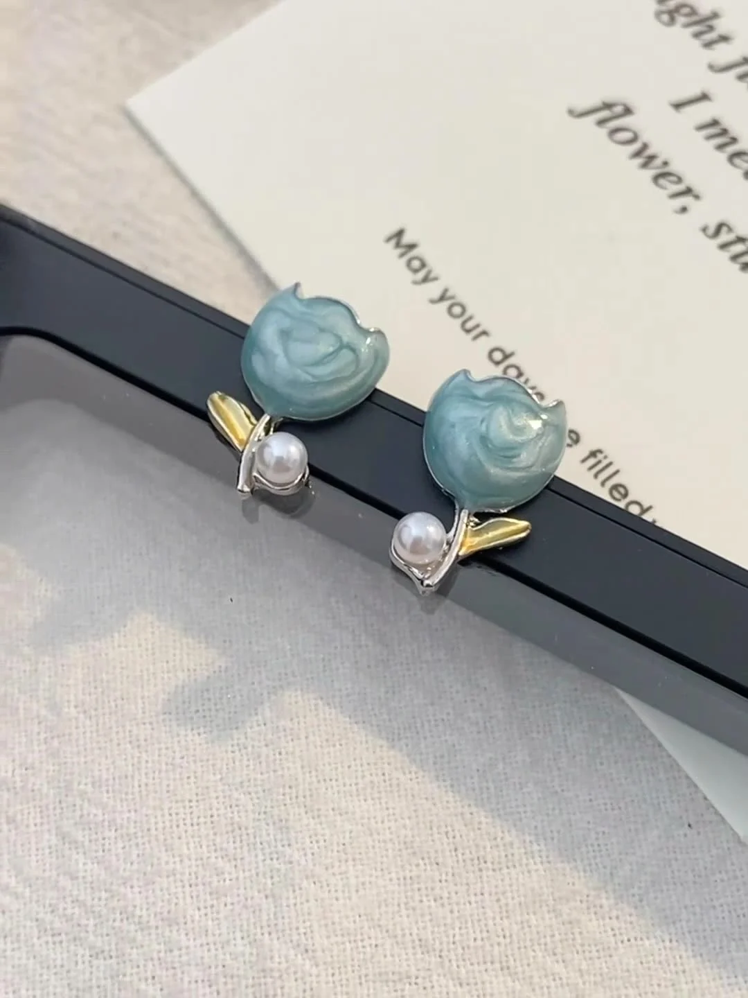 Pearl Tulip Flower Earrings