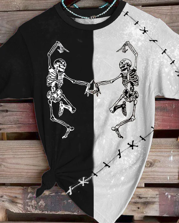 Skeleton Dancing Print T-Shirt