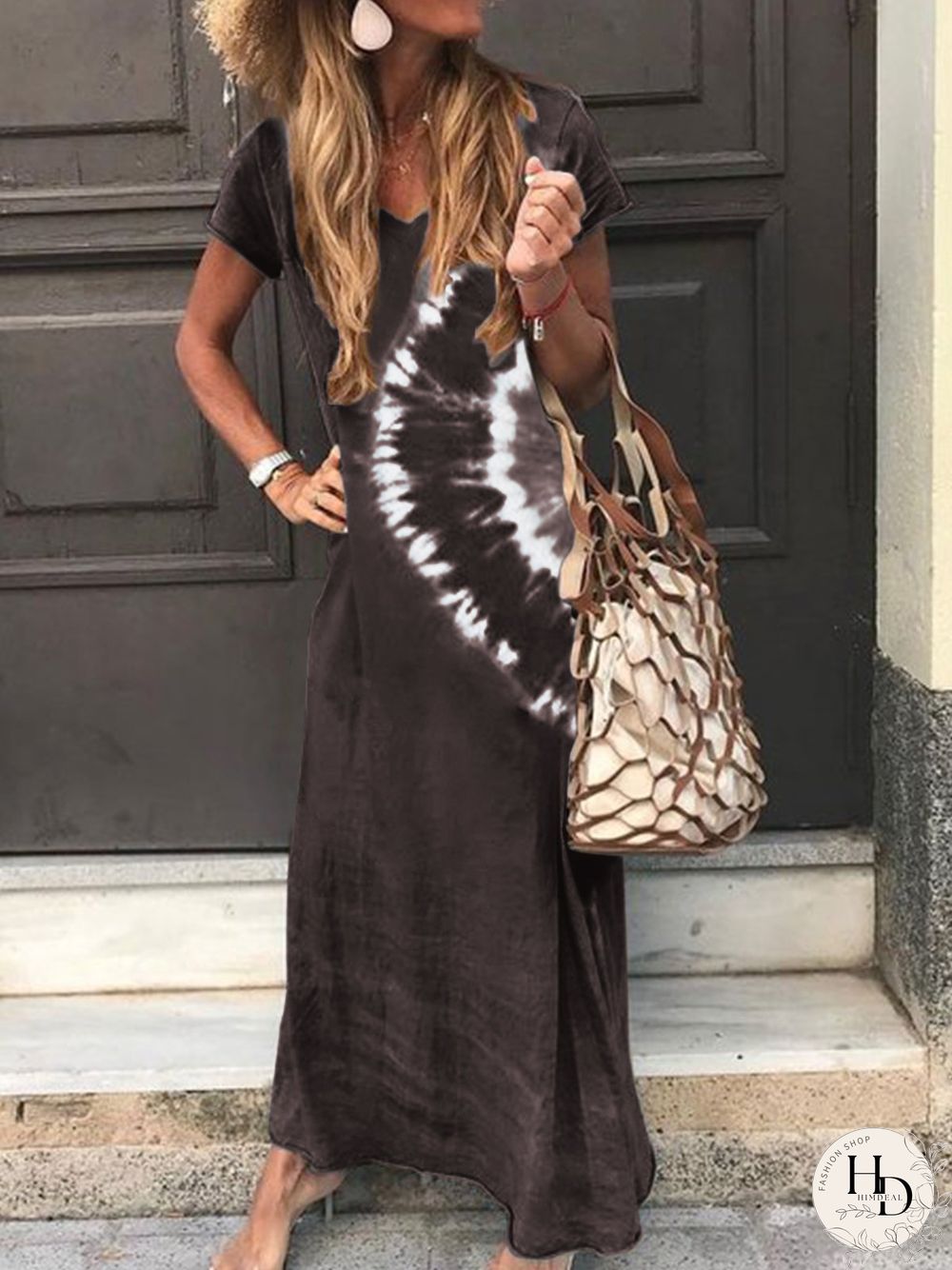 Women Casual Cotton Tie-Dye Knitting Dress