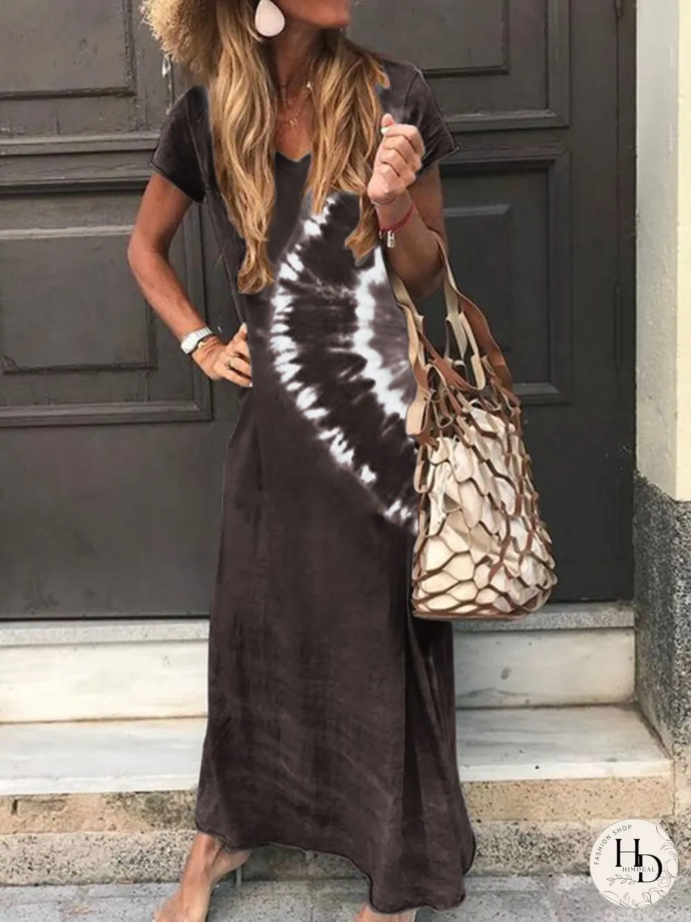 Women Casual Cotton Tie-Dye Knitting Dress