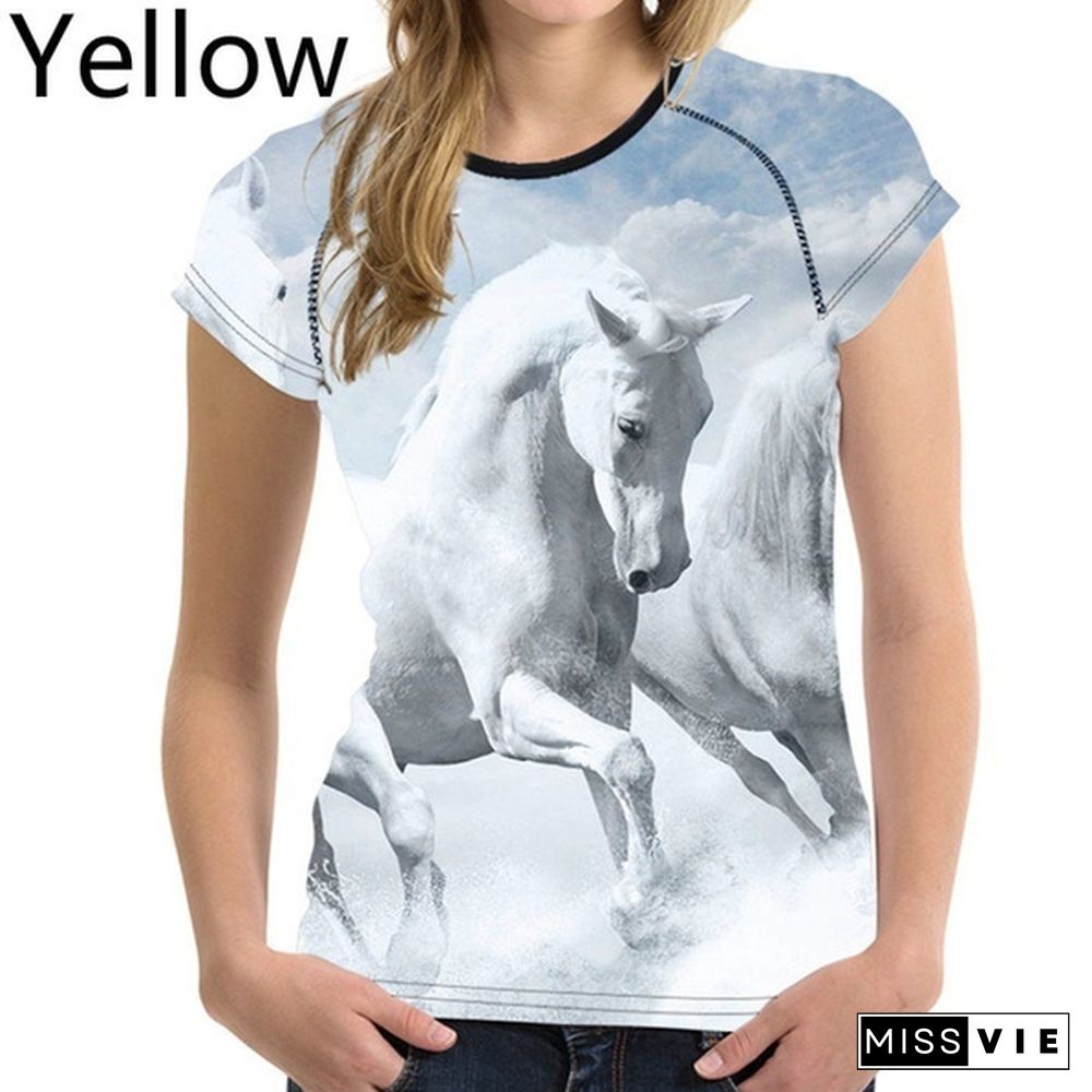 Crazy Horse T-shirts for Women Tees Shirt Harajuku Trendy Tops Tshirts Ladies Short Sleeve Tees Slim T-shirt