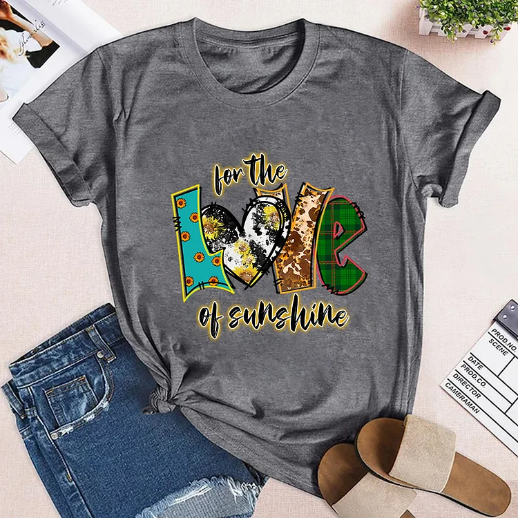 Creative  Love and Sunshine Theme Neck T-shirt-Annaletters