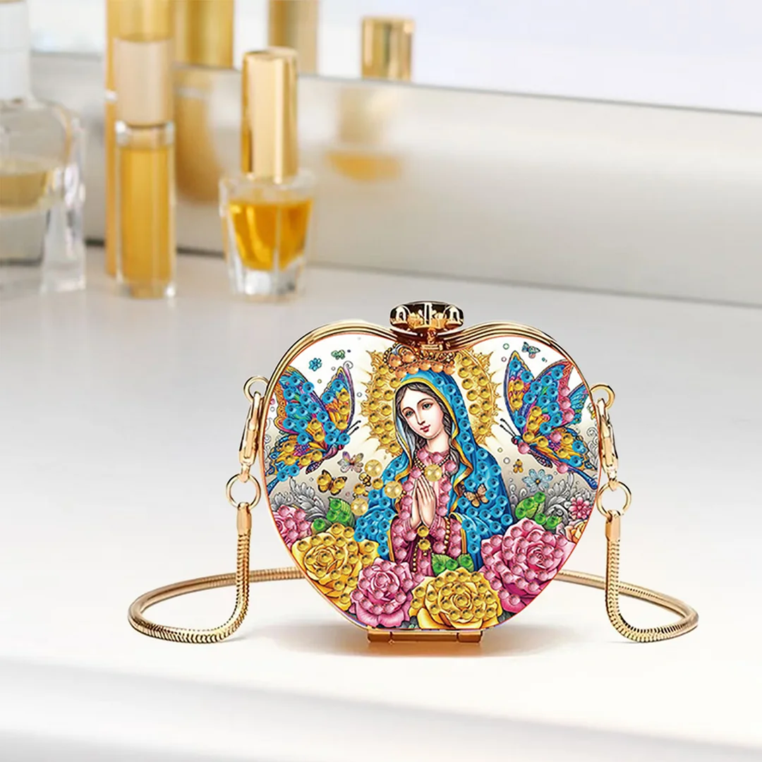 Faith DIY Acrylic Love Art Diamond Painting Coin Purse with Chain for Women Girl