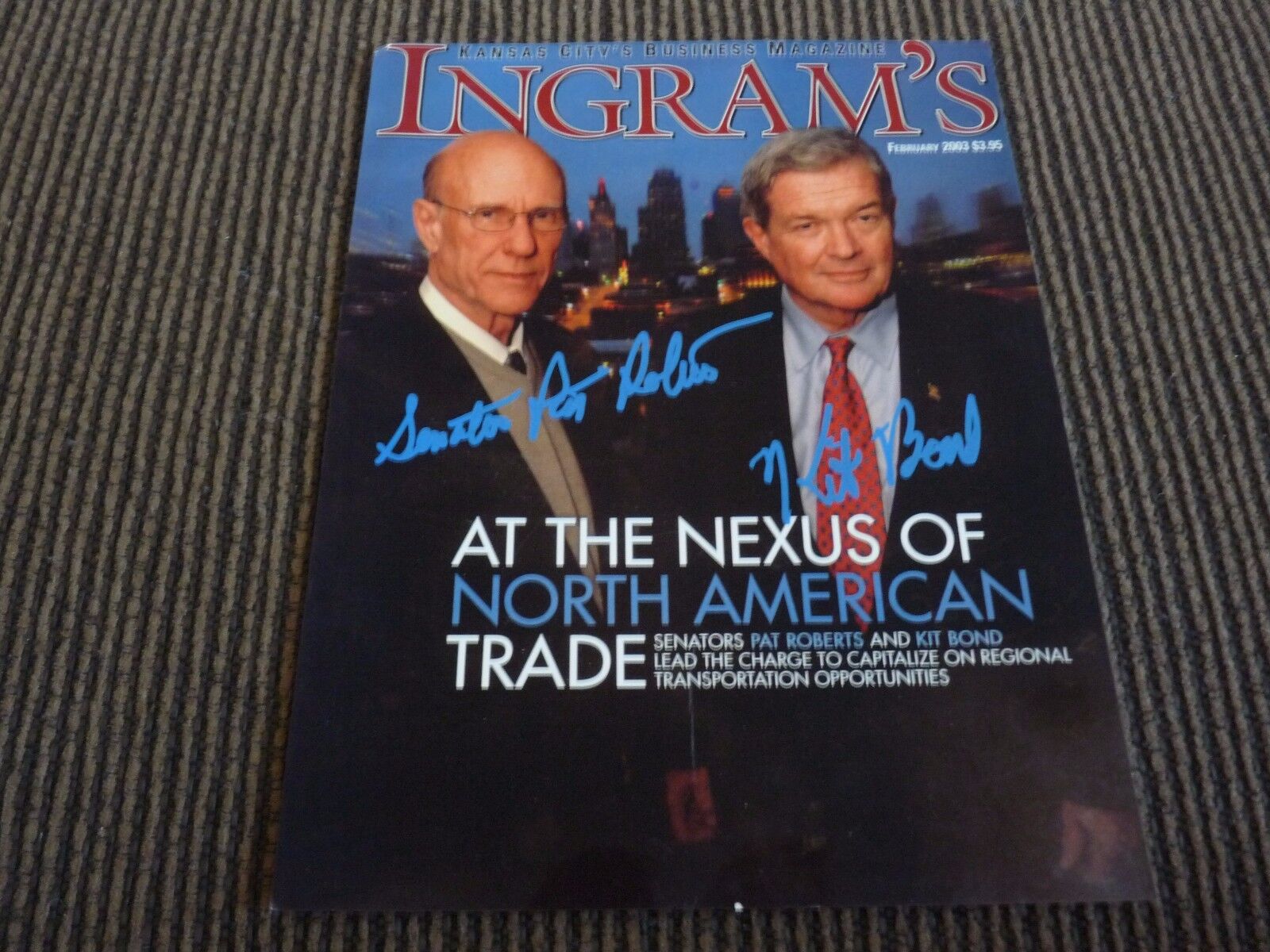 Kit Bond Dick & Pat Roberts Signed Ingrams Magazine Cover Photo Poster painting PSA Guaranteed