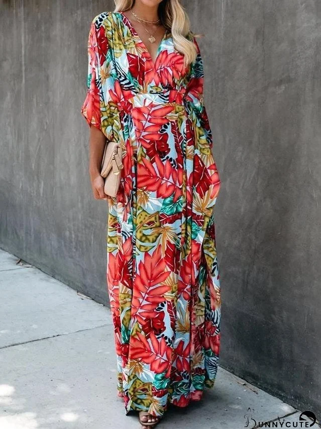 Flower Beach Blouse Sun Protection Robe-style Dress for Women