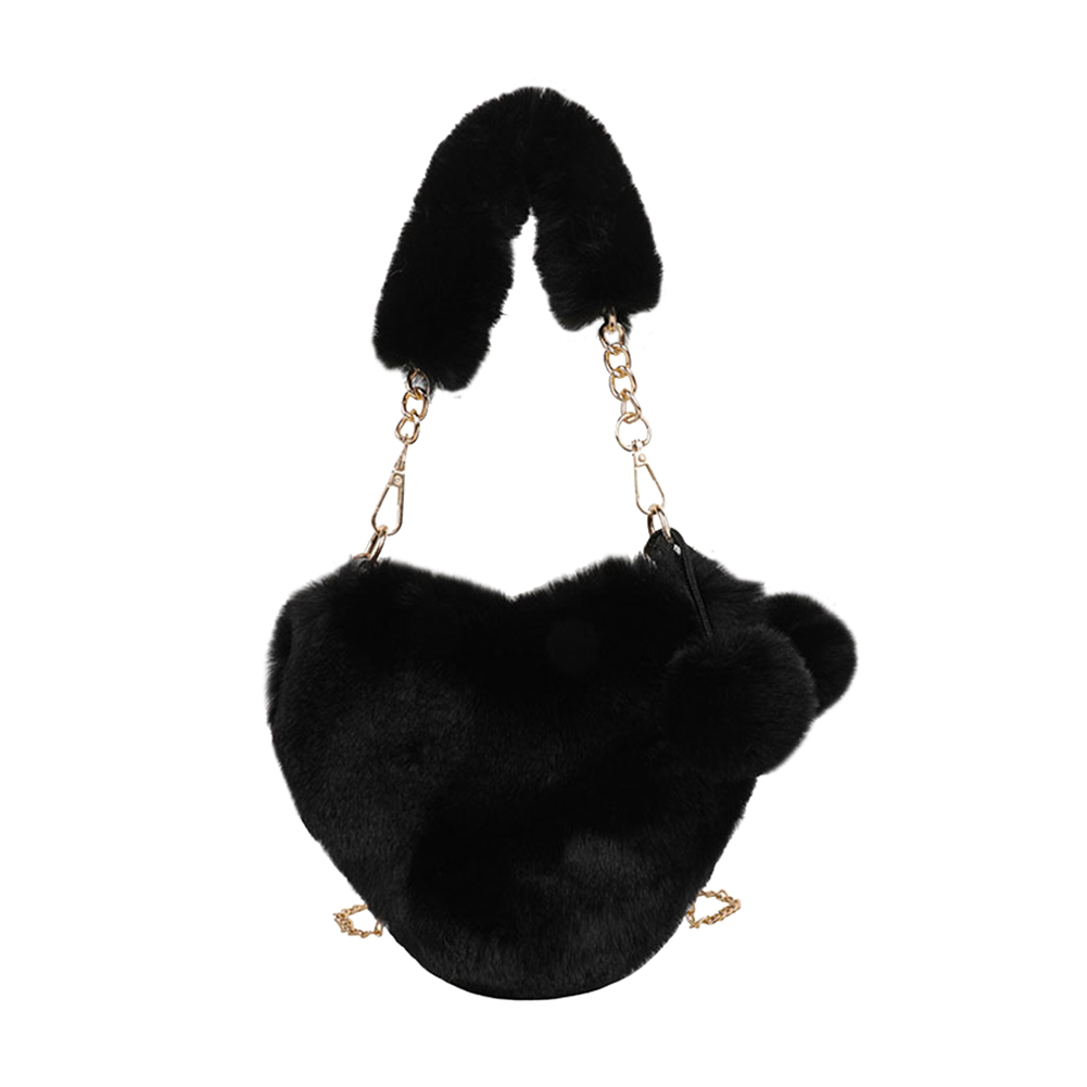 

Autumn Love Shaped Plush Chain Messenger Bag Casual Pendant Handbags, Yellow, 501 Original