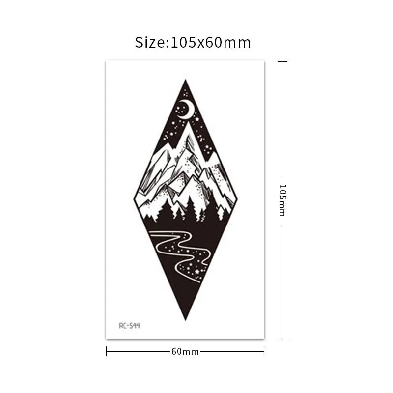 5Pcs/Set Temporary Tattoo Stickers Black Mountain Forest Pattern Waterproof Disposable Body Art Makeup tatouage temporaire