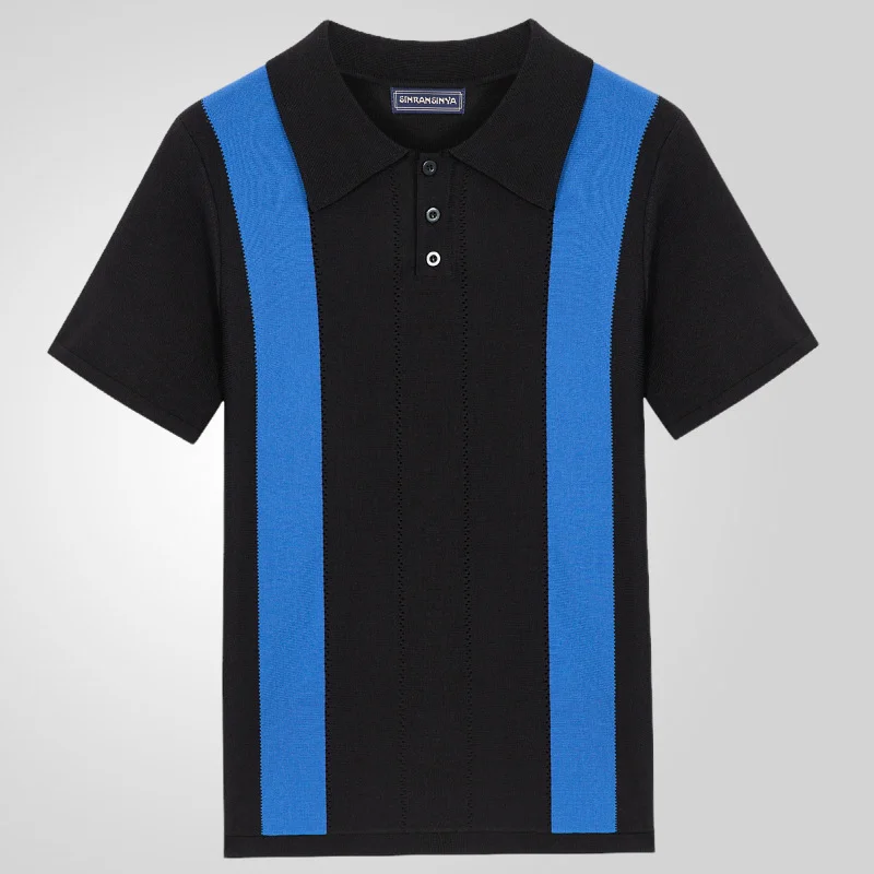 Uveng Uveng Men'swear Summer Short-Sleeved Knitwear White Striped Business POLO Shirt SY0096