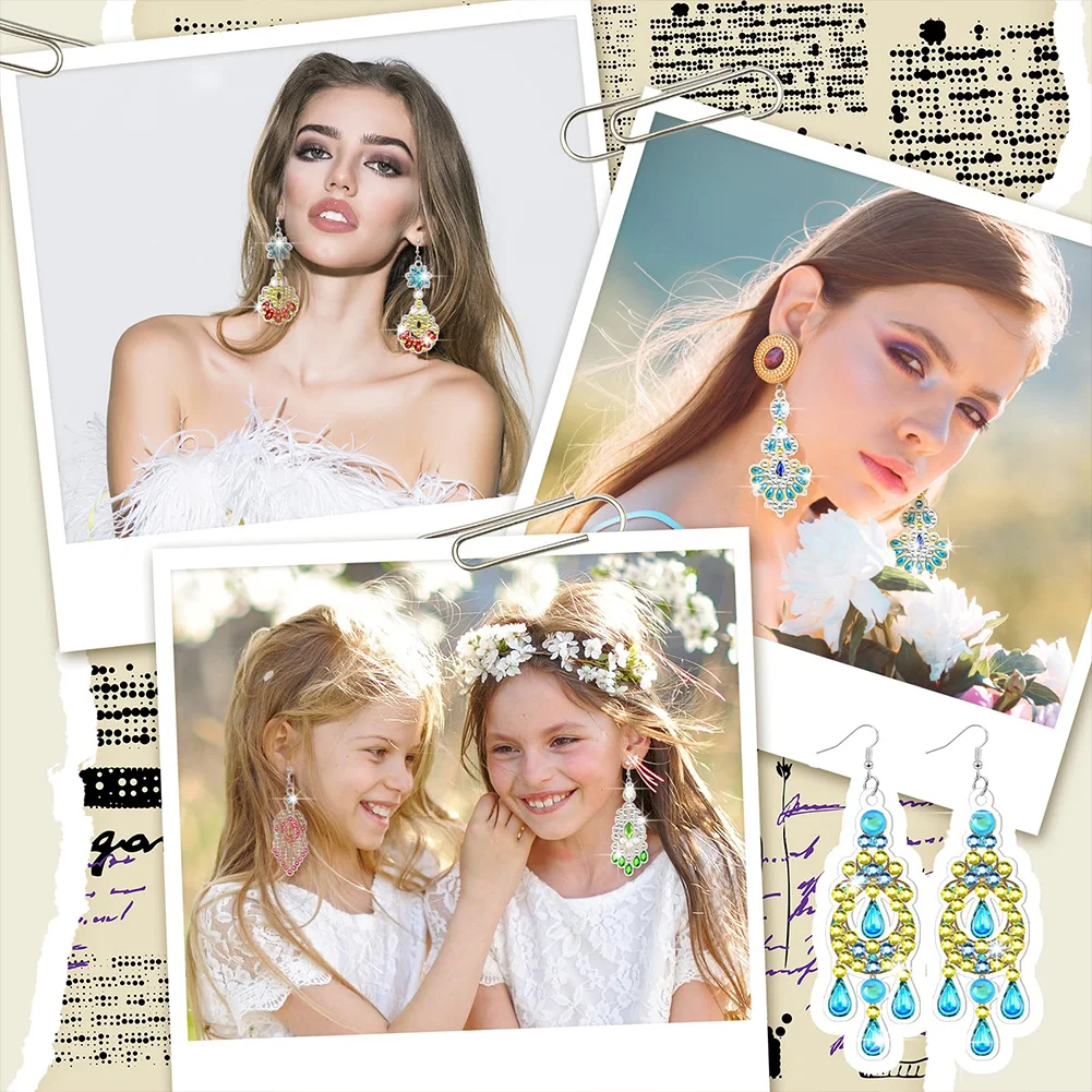 10 Pairs Double Sided Diamond Painting Earrings Gift for Women Girls 