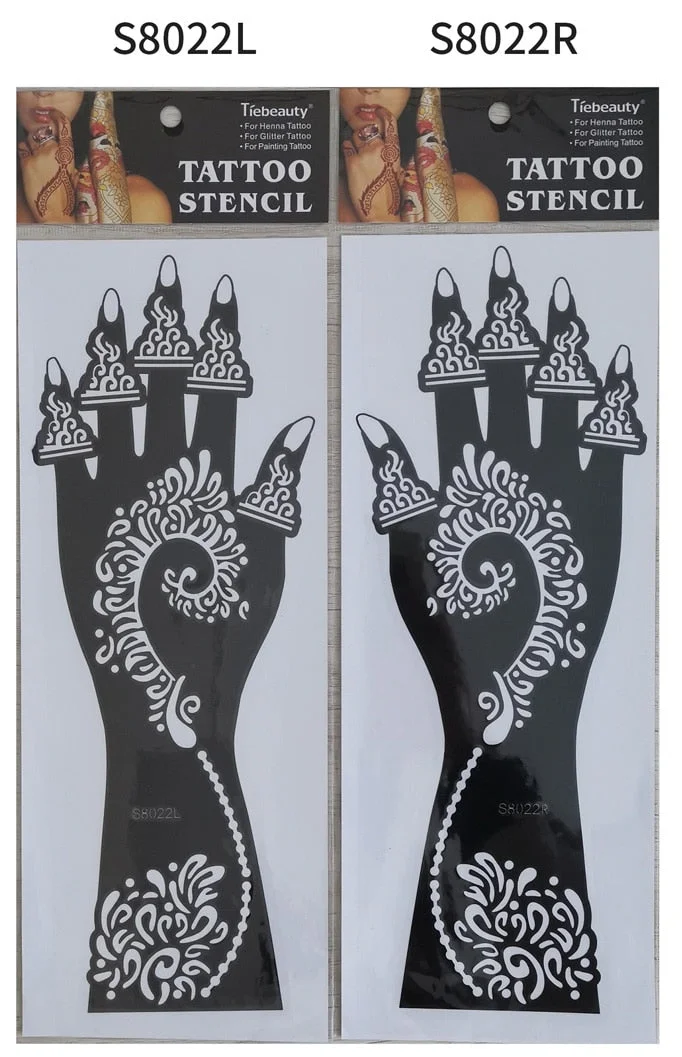 1pair 2pcs hand sleeve temporary tattoo stencil henna lace mandala tattoo template spray paint templates sheets lotus flowers