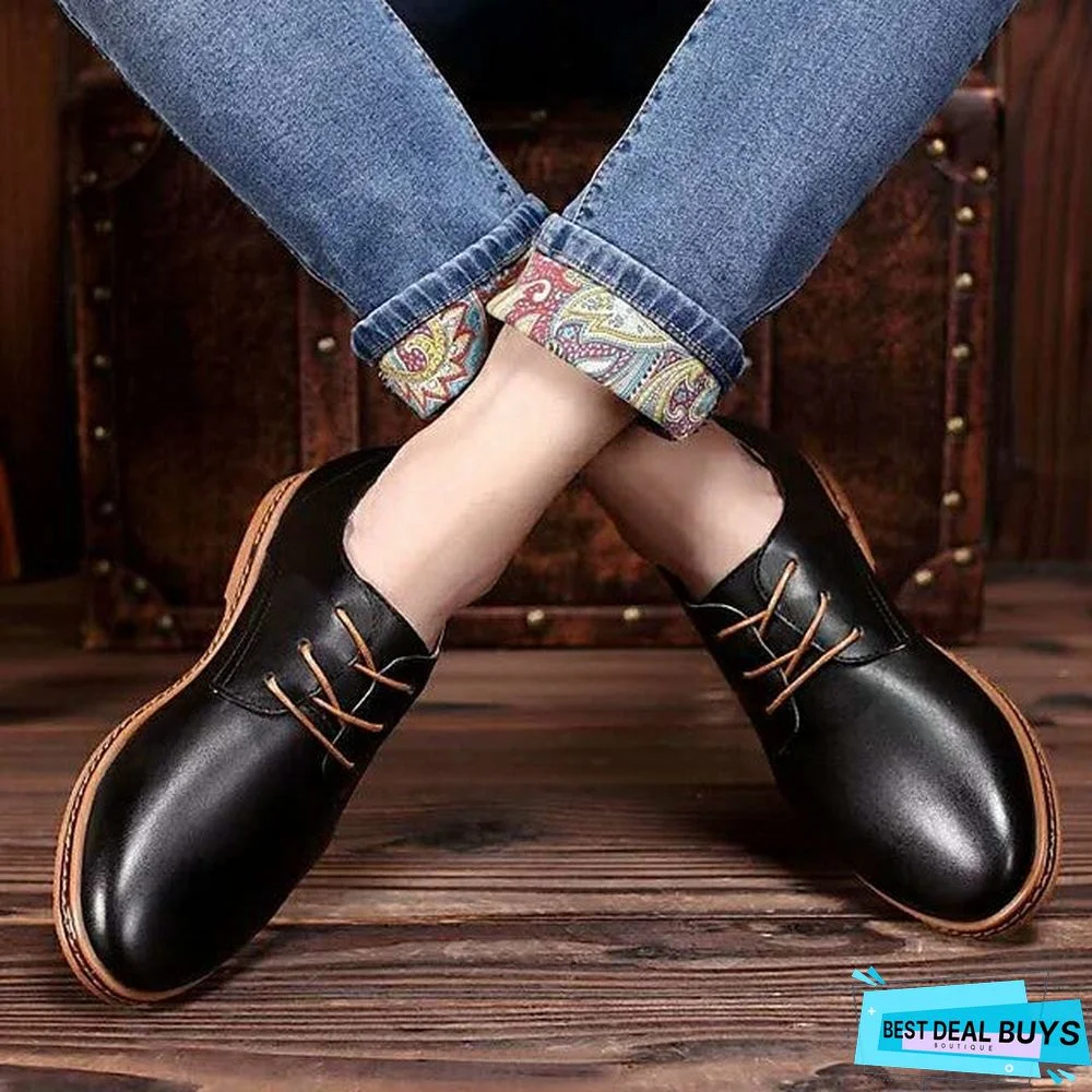 Men's Derby Shoes Spring / Summer / Fall Vintage / British Daily Outdoor Office & Career Oxfords Golf Shoes Pu Non-Slipping Wear Proof Booties / Ankle Boots Yellow / Black / Dark Blue