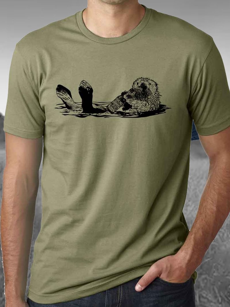 Cute Otter Printed Men's T-Shirt in  mildstyles