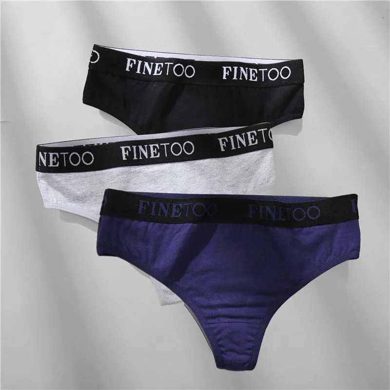 FINETOO 2/3PCS Cotton Sexy Underwear G-string Women M-XL Panties Fashion Letter Waist Femme 2021 Underpant For Woman Thong Girls