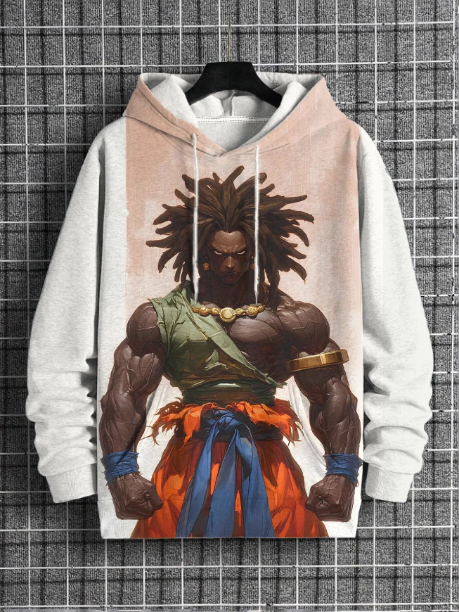 Men's Retro Afro Tribe Man Print Casual Hoodie