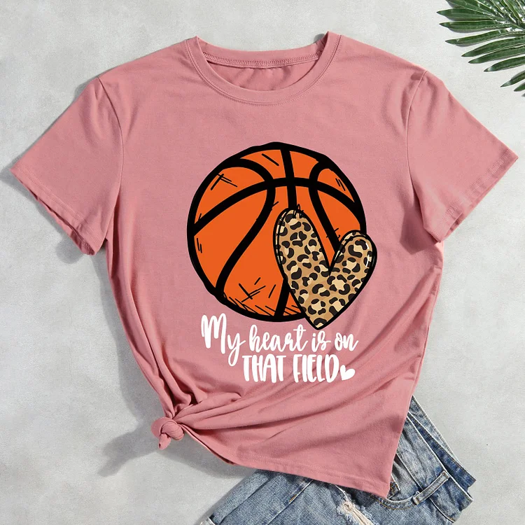 AL™ My heart is on that field leopard basketball T-Shirt-010786-Annaletters